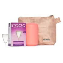 Kit Inciclo Coletor Menstrual Teen + Nécessaire Rose Glamour + Cápsula Esterilizadora Rosa (3 Produtos)