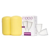 Kit Coletor Menstrual Modelo A (2 unidades) + Cápsula Esterilizadora Inciclo Girassol (2 unidades)