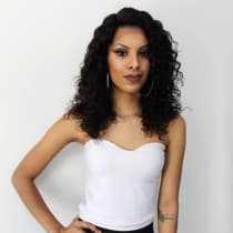 Bella Hair Amor Lace Wig cor 1B - Peruca de Cabelo Humano Cacheado