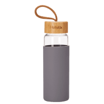 Holistix Cinza Silicone e Bambu - Garrafa de Vidro 460ml