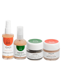 Kit Sabonete facial + Tônico facial + Esfoliante + Máscara de Argila verde - c/ Sabonete para pele Oleosa