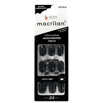 Imagem do produto Macrilan Efeito Gel Preto UP701AA - Unhas Postiças (24 Unidades)