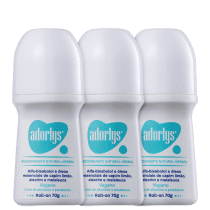 Kit Adorlys Natural Herbal - Desodorante Roll-on 3x70g
