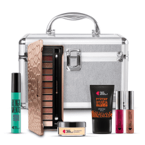 Kit Maleta: Paleta de Sombras Adoro Rosês + Primer + Pó Instamatte + Batom Líquido + Máscara Escândalo Preti