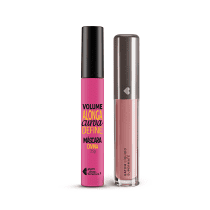 Kit Máscara de Cílios Divina Preté Volume Alonga Curva e Define + Batom Líquido Supermate Rosetali