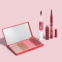 Combo QDB Pod Delas: Paleta Multifuncional 14,2g + Caneta Delineadora Preto 1,2ml + Batom Duo Gloss Vermelho se Inscreve 8ml
