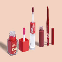 Combo QDB Pod Delas: Balm Tint Jelly Vermelho ao Vivo 6,5ml + Batom Duo Vermelho se Inscreve 8ml + Lapiseira Labial Vermelho Link na Bio 300mg