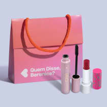Combo Presente: Máscara de Cílios Alongamento Rosé 10g + Balm Labial Rosa Melancia 3,5g + Sacola para Presente
