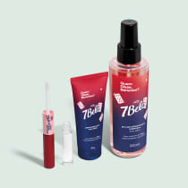 Combo QDB 7Belo: Batom Duo Gloss Vermelho Exclusivo 8ml + Creme para mãos 50g + Body Splash 200ml