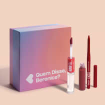 Combo Presente Natal QDB POD Delas: Lapiseira de Contorno Labial 300mg + Batom Duo Gloss 8ml + Caixa de Presente P
