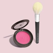 Imagem do produto Combo Blush Compacto Rosa Rosadinlex 2g + Pincel Para Pó e Blush