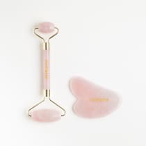 Quartz Roller & Gua Sha Set - Kit de Massagem Facial de Quartzo Rosa