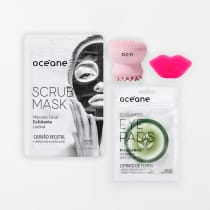 Kit Scrub Mask + Lip Scrub + Cucumber Eye Pads + Octopus Sponge