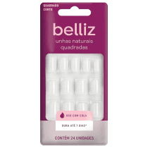 Belliz Quadradas Curtas - Unhas Postiças (24 unidades)