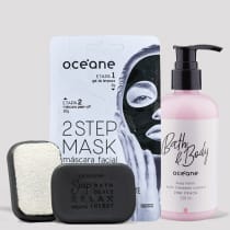 Kit Soap Sponge + 2 Step Mask Carvão + Body Lotion Pink Peach