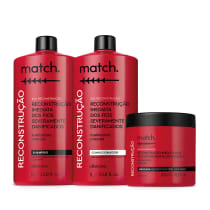 Combo Match SOS Reconstrução: Shampoo 1L + Condicionador 1L + Máscara Capilar 500ml