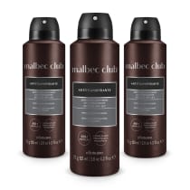 Combo Desodorante Antitranspirante Aerossol Malbec Club Intenso 75g (3 unidades)
