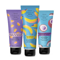 Combo Cuide-se Bem Feira: Shampoo Banana 230ml + Condicionador Óleo de Coco 170ml + Creme de Pentear Amido de Milho 200ml