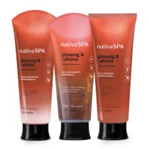 Combo Nativa SPA Ginseng e Cafeína: Gel Esfoliante 200g + Gel Anticelulite 200g + Loção Drenante 200ml