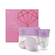 Combo Presente Dia dos Namorados Cuide-se Bem Rosa e Algodão: Creme para Mãos 50g + 2 Sabonetes em Barra 80g cada + Caixa de Presente