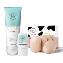 Combo Presente Cuide-se Bem: Sabonetes em Barra 80g + Loção Hidratante Corporal 200ml + Creme Hidratante para Mãos 25ml