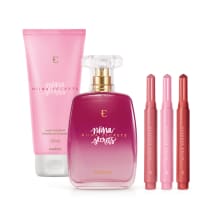 Combo Niina Secrets: Desodorante Colônia + Loção Corporal + 3 Cores Batom Gloss Stick