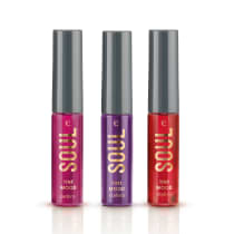 Combo Batom Líquido Soul Tint Mood: Rosado Energy + Vermelho Happy + Uva Relax