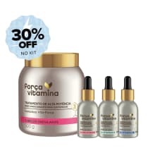 Força Vitamina Cabelos Ondulados - Máscara de Alta Potência para Customizar 500g + 3 Concentrados