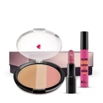 Kit Pó Multiefeitos + Máscara de Cílios Divina Preté Volume Alonga Curva e Define + Batom Mate Veludo Amorando + Caixa Cubo G