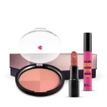 Kit Pó Multiefeitos Bronze + Máscara de cílios Divina Preté Volume Alonga Curva e Define + Batom Mate Veludo Marronterra + Caixa cubo G
