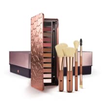 Kit Paleta de Sombras Adoro Rosês + Conjunto de Pincéis Metal Bronze + Caixa Cubo G
