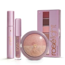 Kit Glossy Iluminado Rosé Light: Paleta Rosé Light + Gloss + Máscara + Blush Rose