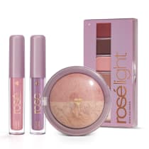 Kit Super Glossy & Rosé Light: Paleta Rosé Light + Blush + Gloss Rose Brilho Próprio + Avelã Iluminado