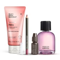 Combo Desodorante Colônia Amor na Amora + Gotas Secantes + Gel Esfoliante + Lápis Labial
