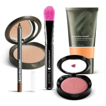 Combo Pincel + Base Líquida + Blush + Pó Compacto + Pó Compacto + Lápis para Olhos