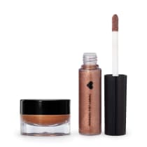 Combo Bronze QDB Beats: Batom Líquido Caramelo Energia + Blush Cremoso Bronze