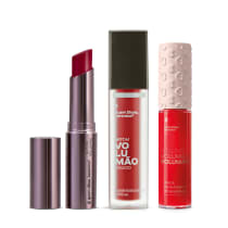 Combo Volumão: Gloss Vermelho Bocão + Batom Bordolê + Batom Líquido Morangoli