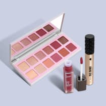 Combo Make Que Eu Preciso: Palette de Sombras Quartzo + Máscara de Cílios Big Bang + Batom Líquido Volumão Morangoli