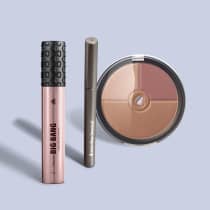 Combo Make Dia A Dia: Caneta Delineadora para Olhos Fininha + Pó Compacto Facial Multiefeitos + Máscara de Cílios Big Bang