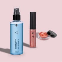 Combo Make QDB Beast: Bruma Fixadora 100ml + Blush Cremoso Rose 5g + Batom Líquido Caramelo Energia 5,4ml