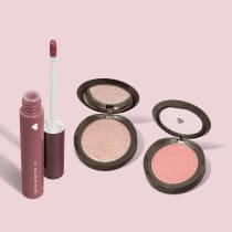 Combo Blush Compacto Rosita 2g + Iluminador Compacto Facial Roseluz 5g + Batom Super Tint Rosadotint 4ml