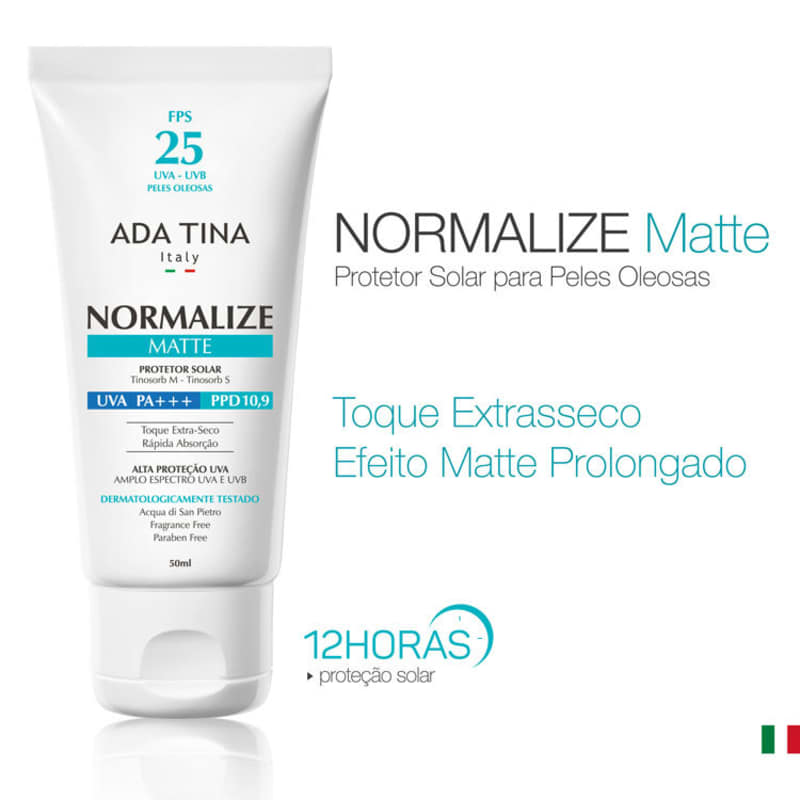 Ada Tina Normalize Matte FPS 25 - Protetor Solar Facial 50ml