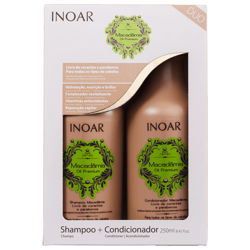 Kit Inoar Macadâmia Oil Premium Tratamento Diário 250ml (2 Produtos)
