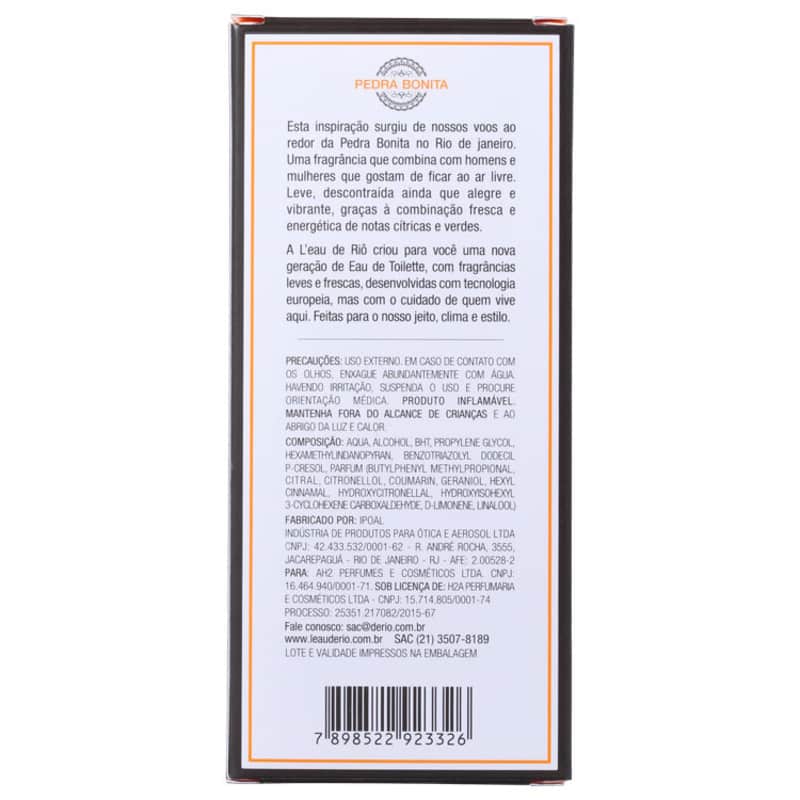 Pedra Bonita L'Eau de Riô Eau de Toilette - Perfume Unissex 50ml