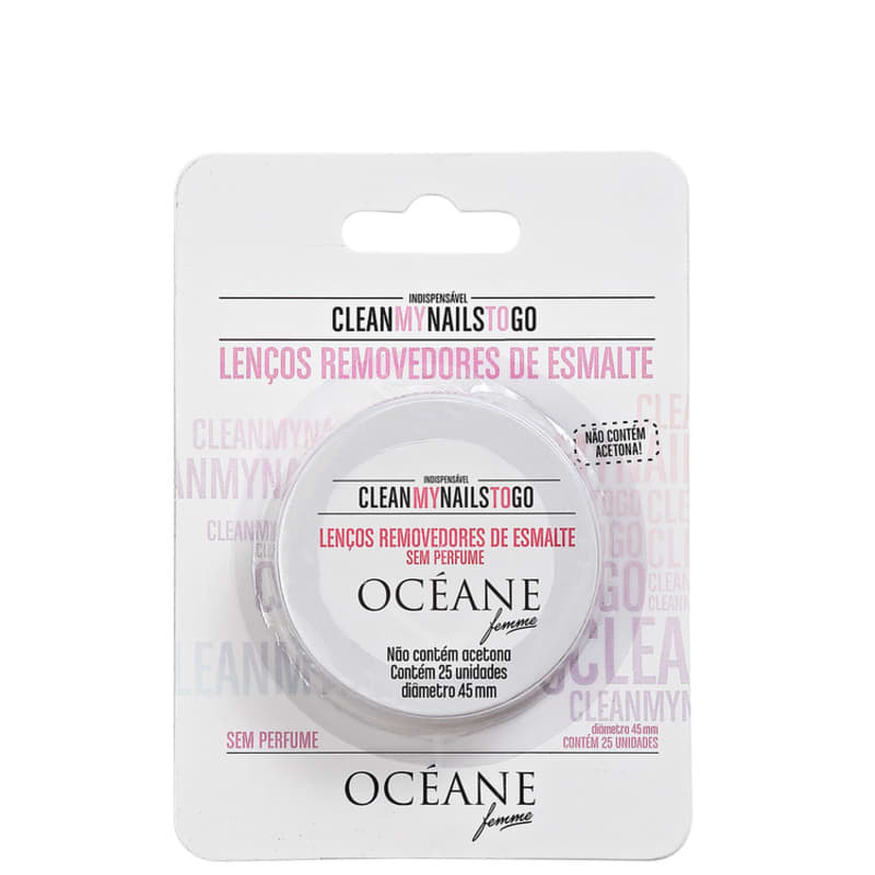 Clean My Nails To Go Sem Perfume - Lenço Removedor de Esmalte (25 Unidades)
