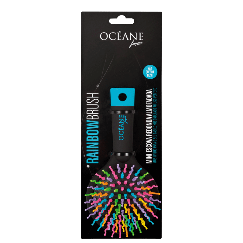 Océane Rainbow Brush Preta - Mini Escova de Cabelo