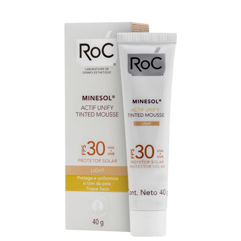 RoC Minesol Actif Unify Tinted Mousse Light FPS 30 - Protetor Solar Facial 40g