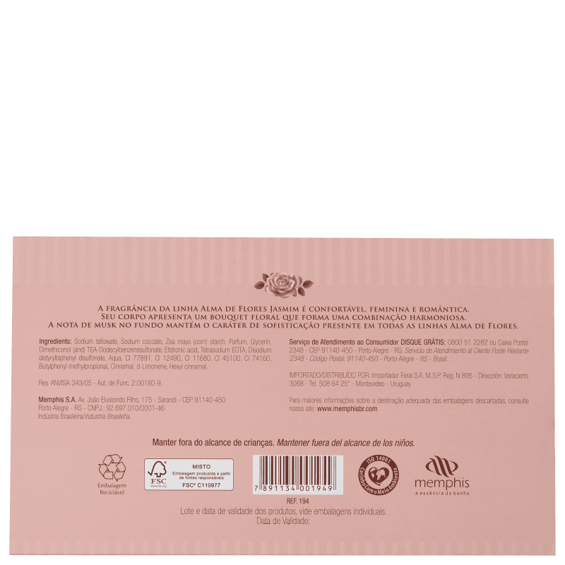 Kit Alma de Flores Essência de Jasmim - Sabonetes em Barra 3x130g