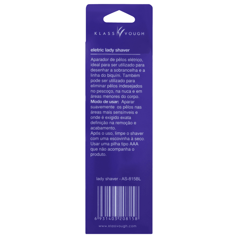 Klass Vough Electric Lady Shaver AS-815BL Preto - Aparador de Pelos
