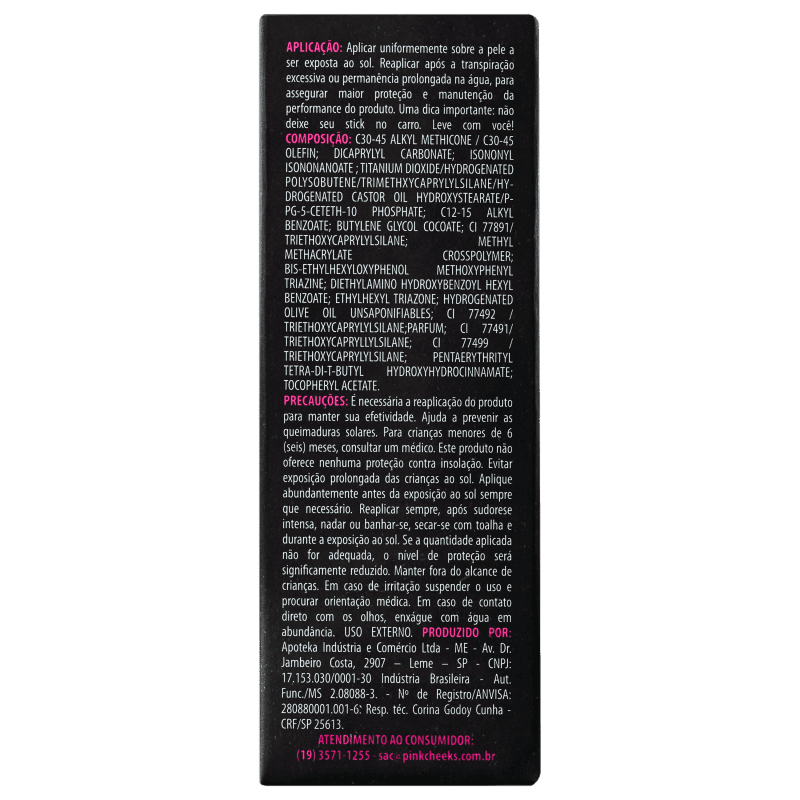Pink Cheeks Pink Stick RJ 42KM FPS 90 - Protetor Solar com Cor 14g